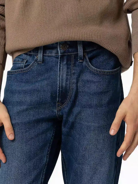 Ανδρικό Παντελόνι Τζιν Ελαστικό με Relaxed Straight Εφαρμογή Medium Blue