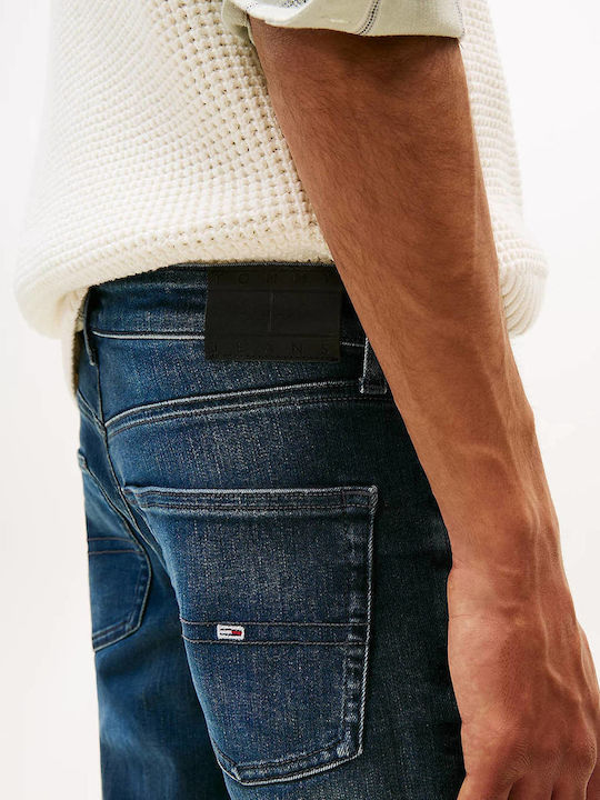 Scanton Men's Jeans Pants Elastic Slim Fit Denim Blue