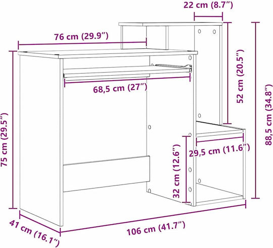 Computer Office Wooden Coffee 106x40x88.5cm
