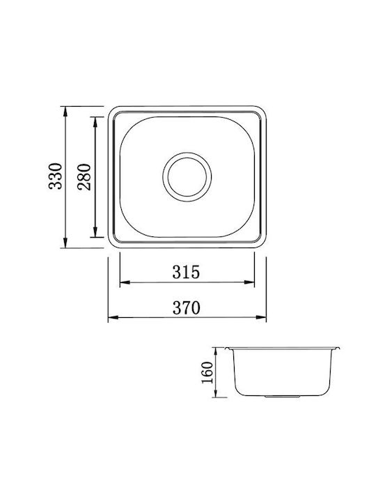 Geman Drop-In Sink Inox Matte W37xD33cm Gold