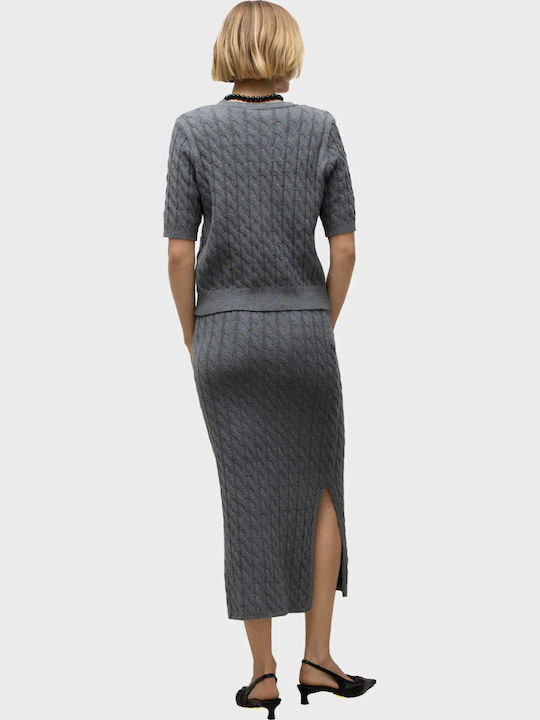 Lorella Ψηλόμεση Midi Φούστα Medium Grey Melange