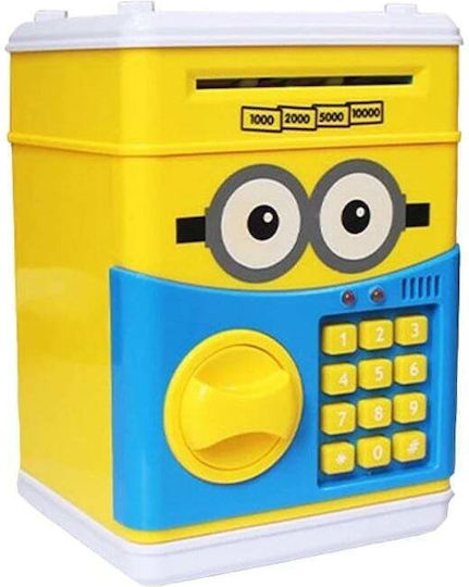 Pușculiță Interactivă Copii Funcție ATM Cod PIN Funcționare pe Baterii Galben Albastru