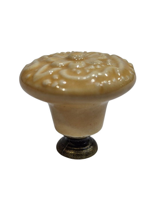 Premier Antique Knob Furniture made of Zamak & Porcelain & Metallic Yellow 35mm (Center Distance 35mm) 11950-000-ARG1 1pcs
