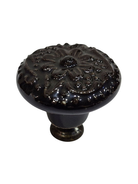 Premier Antique Knob Furniture made of Zamak & Porcelain & Metallic Black 35mm (Center Distance 35mm) 11949-000-ARG1 1pcs