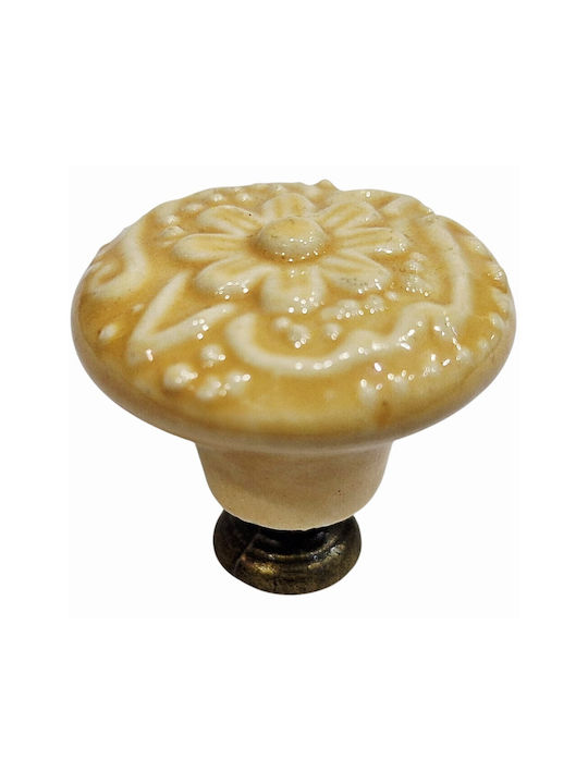 Premier Antique Knob Furniture made of Zamak & Porcelain & Metallic Yellow 35mm (Center Distance 35mm) 11950-000-ARG1 1pcs