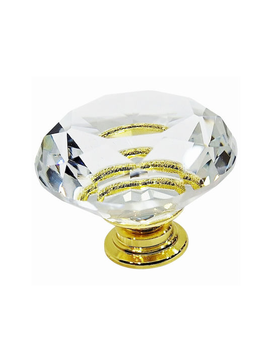 ACM Knob Furniture made of Metallic & Zamak & Crystal Gold-glossy 12022-000-ORO1 1pcs