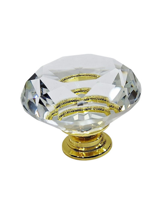 ACM Knob Furniture made of Metallic & Zamak & Crystal Gold-glossy 12022-000-ORO1 1pcs