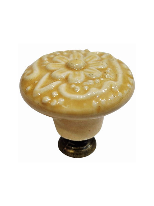 Premier Antique Knob Furniture made of Zamak & Porcelain & Metallic Yellow 35mm (Center Distance 35mm) 11950-000-ARG1 1pcs