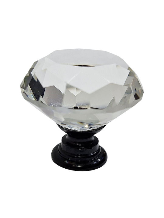 ACM Knob Furniture made of Metallic & Zamak & Crystal Black-glossy 31mm (Center Distance 31mm) 11953-000-ORO1 1pcs