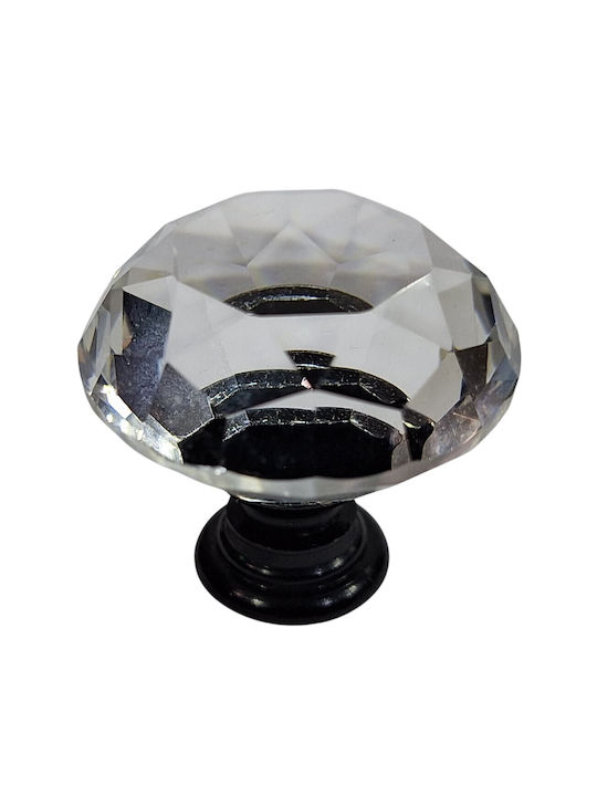 ACM Knob Furniture made of Metallic & Zamak & Crystal Black-glossy 31mm (Center Distance 31mm) 11953-000-ORO1 1pcs