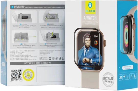 Blueo 5d Mr Monkey Glass Apple Watch 10 42mm Black Strong Hd