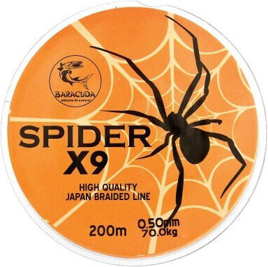 Fir Textile Baracuda Spider X9 200 M 9 Parallel Braided Strands Orange-fluorescent