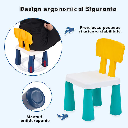Set Masă cu Scaune pentru Copii pentru Desen Verde