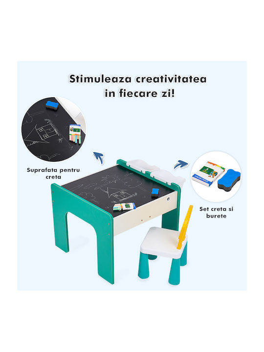 Set Masă cu Scaune pentru Copii pentru Desen Verde