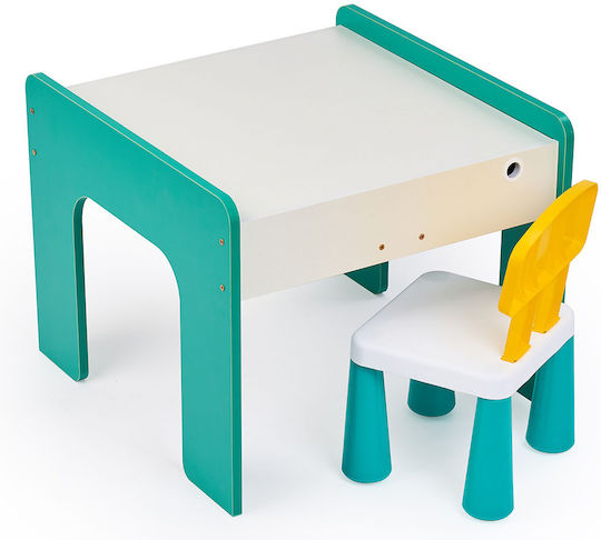 Set Masă cu Scaune pentru Copii pentru Desen Verde