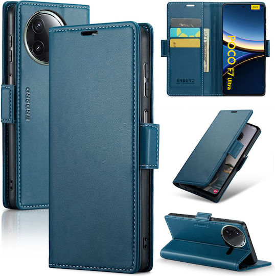 Erbord Wallet Synthetic Leather Plastic Blue for Poco F7 Ultra