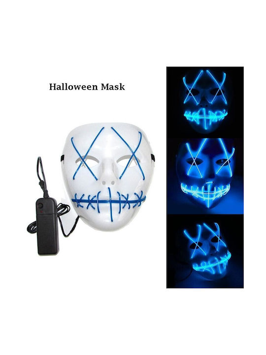 Purge Horror Latex Mask With Light Blue 3 Pieces
