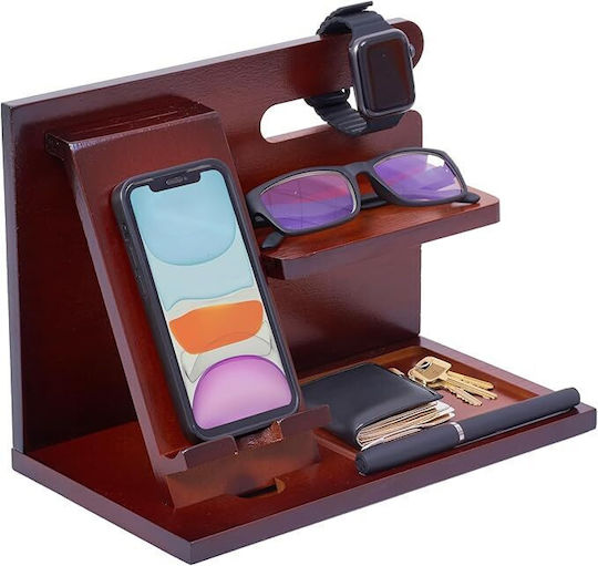 Organizator De Birou Officeworld Bamboo Raft Pentru Birou Noapte Suport Pentru Pixuri Suport Pentru Telefon Mici Accesorii Raft 26 X 15 X 19 Cm Maro