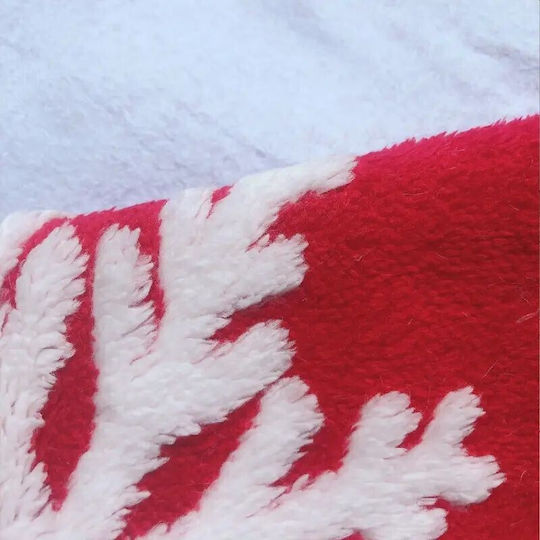 Weihnachtsbaumrock ''Schneeflocken'' Rot Ψάθινη Φ120εκ.