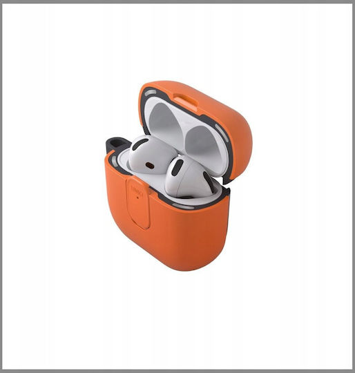 Uniq Clyde Hülle Silikon / Kunststoff mit Haken in Orange Farbe für Apple AirPods 4