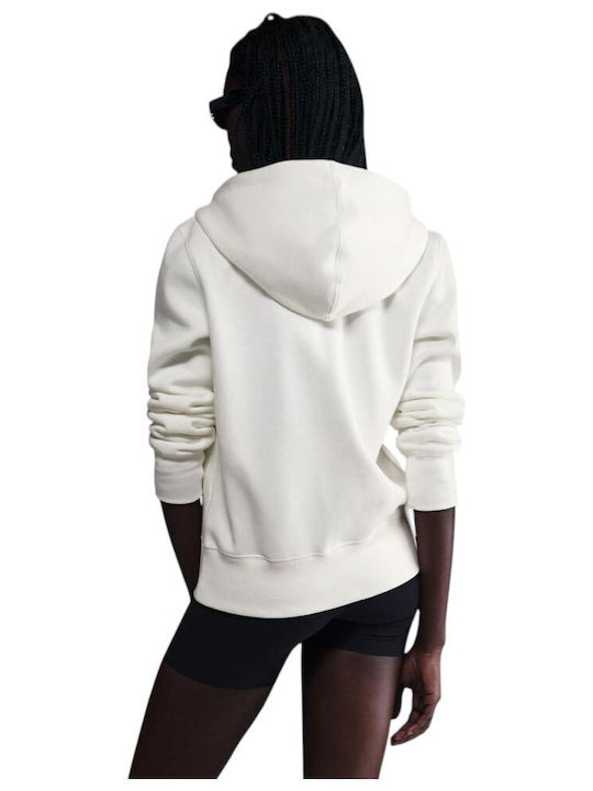 Sportswear Long Women's Sweatshirt Jacket Hooded White