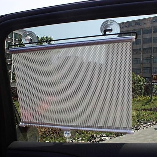 Car Sunshade With Suction Cup Size 45cm X 125cm Retractable Black