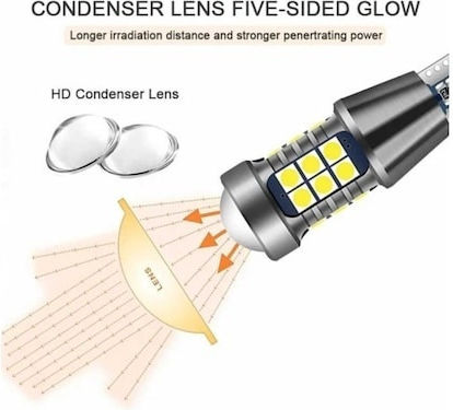 Set 2 Lămpi Auto Canbus T15 W16w Temperatura De Culoare 6000k Flux Luminiscent 800 Lumeni Lumină Albă Argintiu