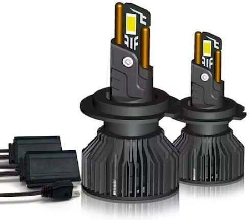 Set 2 Lămpi Auto LED H1 180W Canbus 60mm Fără Eroare 23000lm 6000K T55 Mini Negru