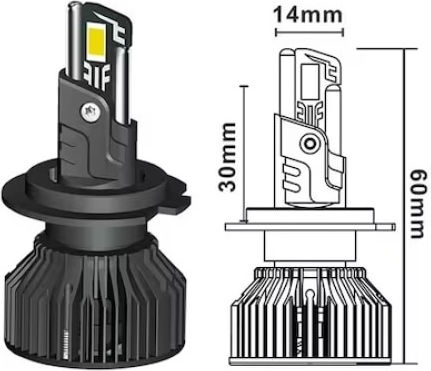 Set 2 Lămpi Auto LED H1 180W Canbus 60mm Fără Eroare 23000lm 6000K T55 Mini Negru