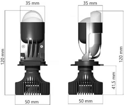 Set 2 Lămpi Auto H4 Bi-led Lentilă Fascicul Dual 10000 Lm Lumină Albă Rece 100w Negru