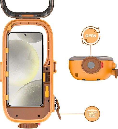 Carcasă Rezistentă La Apă Avizar Pentru Smartphone Până La 7" Ipx8 15m Scufundări Portocalie