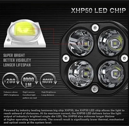 Led Car Projector Offroad 40w 3-inch Size Cast Aluminum Housing Black