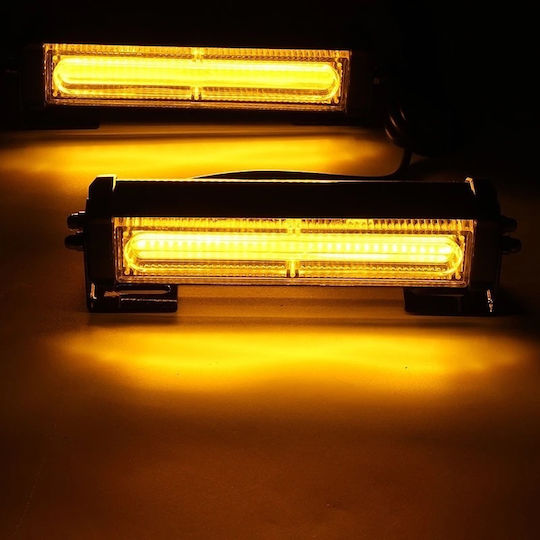 Set 2 Lămpi de Avertizare Galbene 3 Led Foxmag24 Led 12-24v 36w Lămpi Stroboscopice 9 Funcții Montare pe Grilă și Plafon