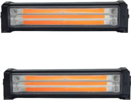 Set 2 Lămpi de Avertizare Galbene 3 Led Foxmag24 Led 12-24v 36w Lămpi Stroboscopice 9 Funcții Montare pe Grilă și Plafon