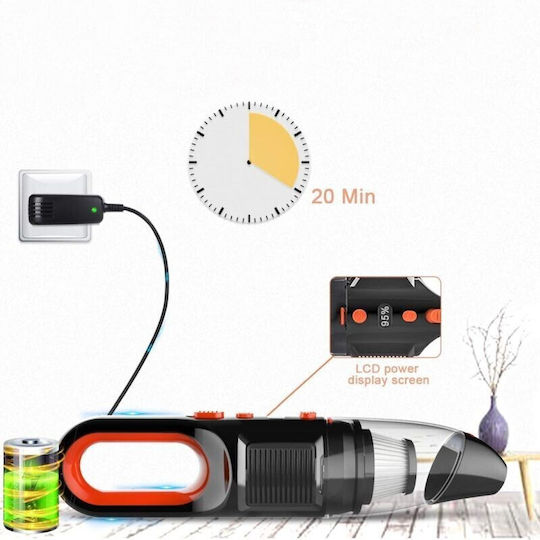 Portable Vacuum Cleaner 120w 3 Heads Brushes Flashlight Battery Hepa Filter