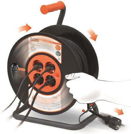SAS Extension Reel Cord 3 x 1.5mm²/25m Black
