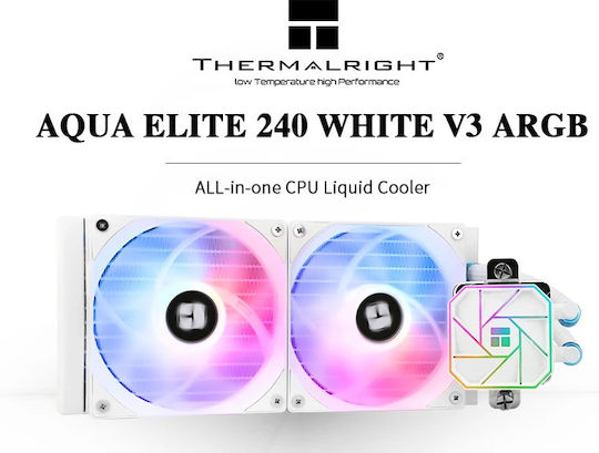 Thermalright Aqua Elite 240 v3 Water Cooling AIO CPU With 2 Fans 120mm And ARGB Lighting White
