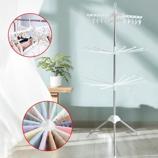 Folding Floor Clothes Drying Rack Metallic with Hanging Length 8m