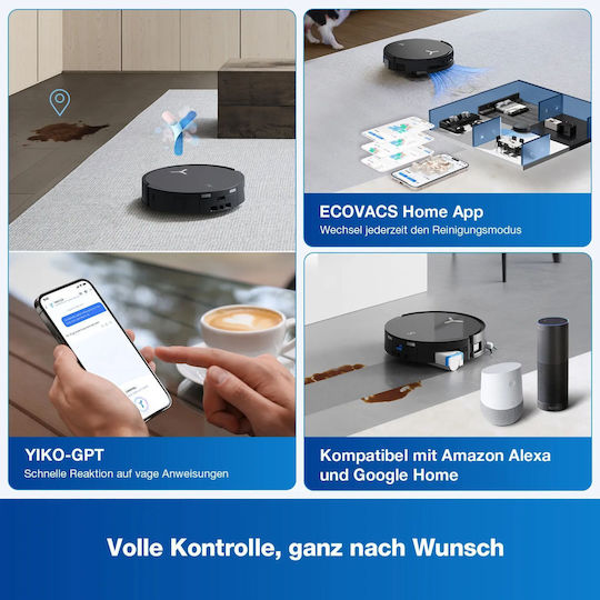 Ecovacs Deebot X8 Omni Σκούπα Ρομπότ με Χαρτογράφηση Laser & Απορρόφηση 18000Pa Μαύρη