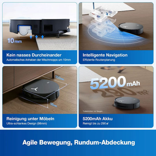 Ecovacs Deebot X8 Omni Σκούπα Ρομπότ με Χαρτογράφηση Laser & Απορρόφηση 18000Pa Μαύρη