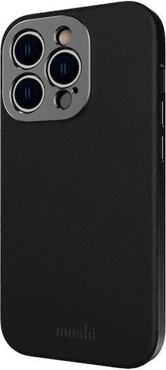 Moshi Napa Slim Back Cover Δερματίνης Midnight Black (iPhone 14 Pro Max)