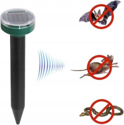 Set 2 Solar-powered Pest Repellent Devices Stake Mole Repellent Green
