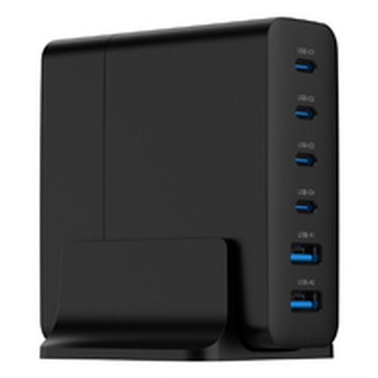 Gembird GaN с 2 USB-A порта и 4 USB-C порта 75W Power Delivery / Quick Charge 3.0 Черен (TA-UC-2A4C-PD75-01-BK)