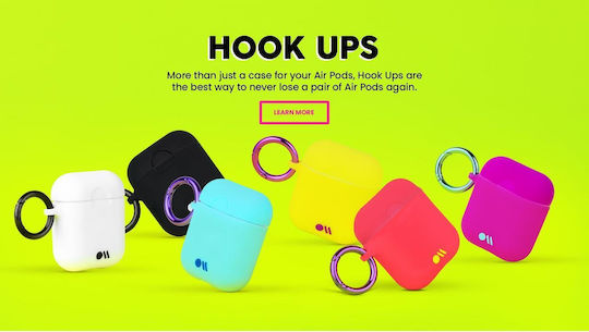 Case-Mate Hook Ups Hülle Silikon mit Haken in Weiß Farbe für Apple AirPods 1 / AirPods 2