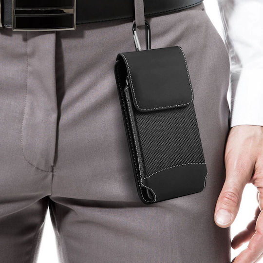 Universal Vertical Belt Case Smartphone Nylon Carabiner Clip Black