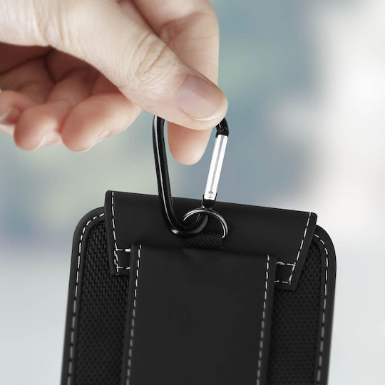 Universal Vertical Belt Case Smartphone Nylon Carabiner Clip Black