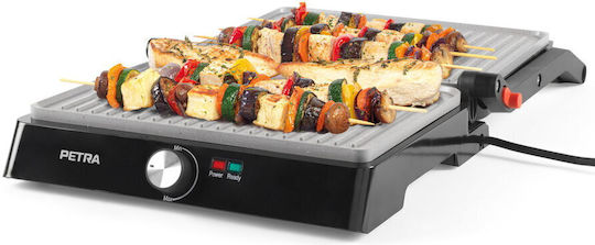 Petra Electric Tischplatte Elektrogrill Geriffelte Platte 2200W mit Deckel und einstellbarem Thermostat 29cmx23cmcm