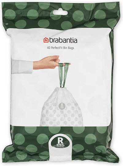 Brabantia Σακούλες Απορριμάτων Χωρητικότητας 36lt με Κορδόνι Type R PerfectFit Bin 40τμχ Λευκές