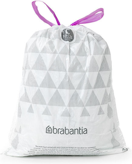 Brabantia Σακούλες Απορριμάτων Χωρητικότητας 12lt με Κορδόνι PerfectFit 38.5x49cm 40τμχ Λευκές