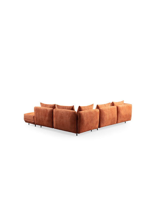 Floransa Γωνιακός Καναπές Orange 310x265x76εκ.